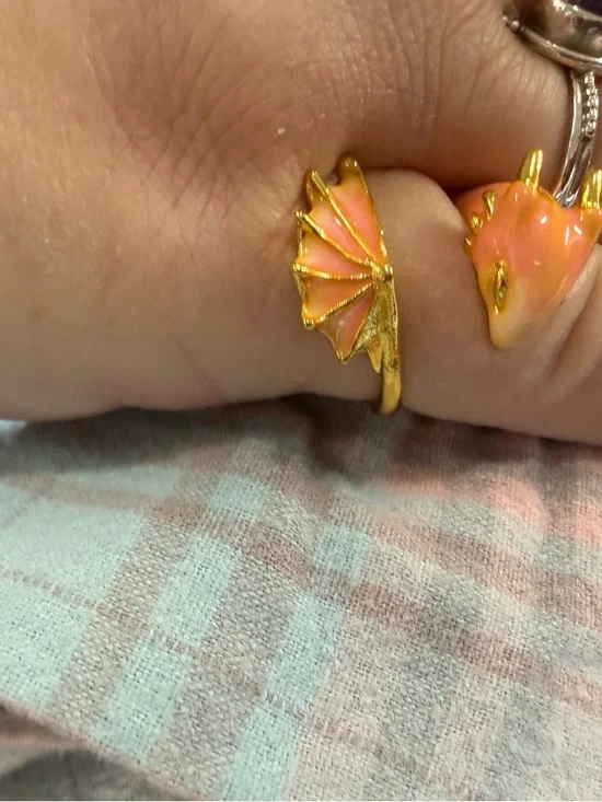 Gold-Plated Pink Dragon Wrap Ring - Elegant Women's Jewelry-Boutique-NEW - Picture 3 of 3